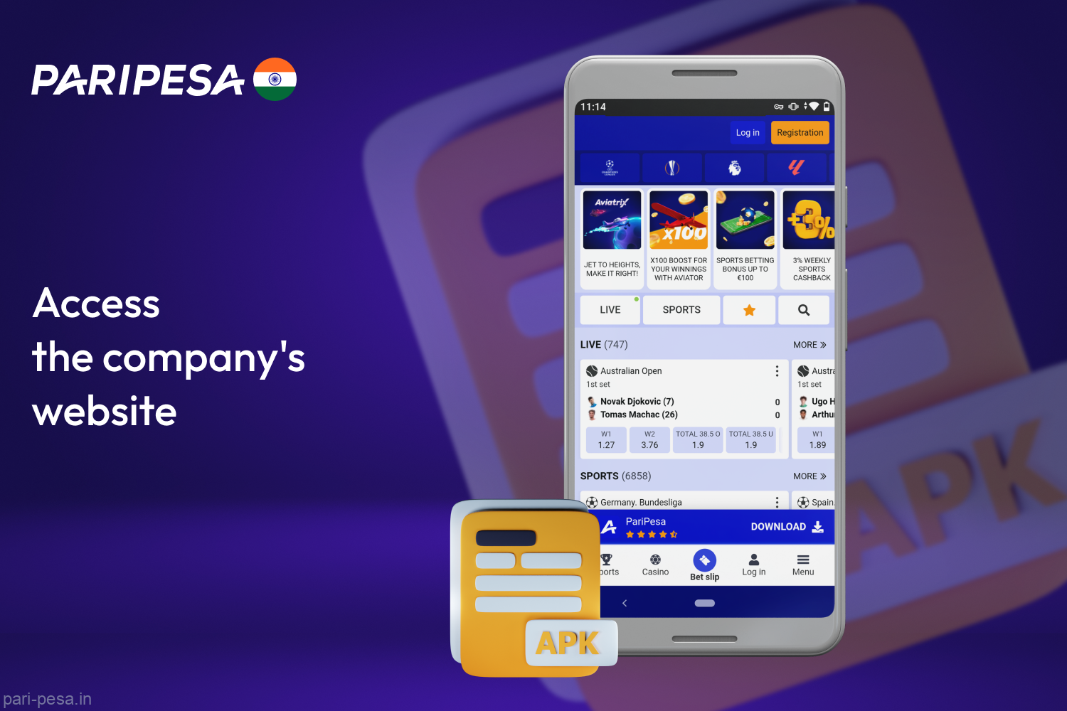 To download Paripesa app for Android, visit the official website