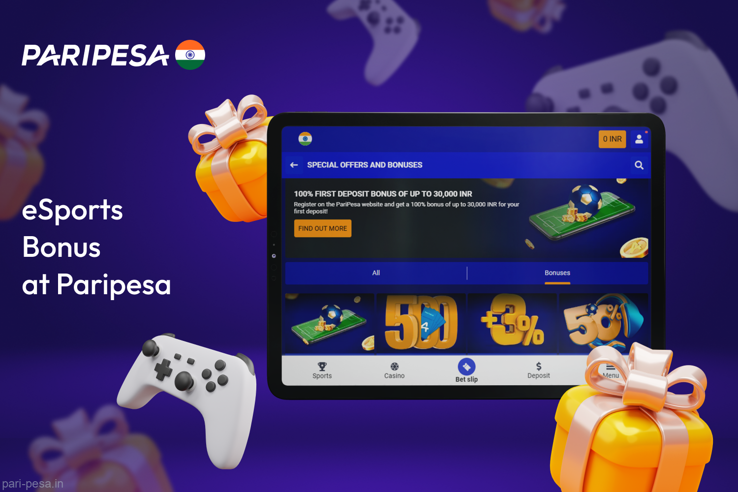 Paripesa offers a generous welcome bonus that applies to esports betting as well