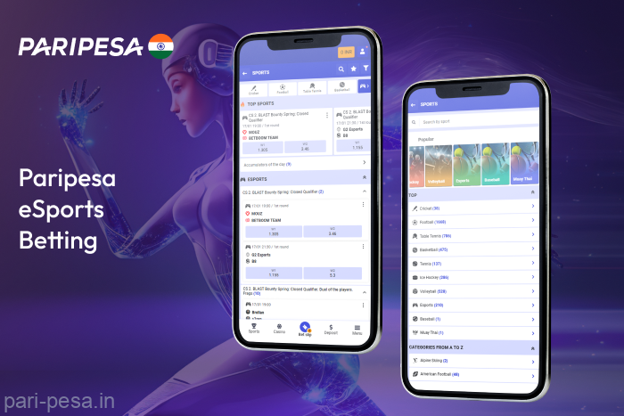 At Paripesa India registered users can bet on esports